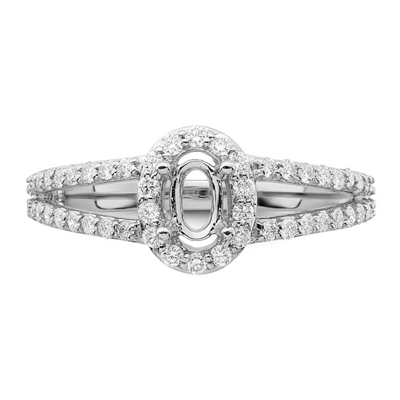 Oval Halo Diamond Semi-mount Engagement Rings