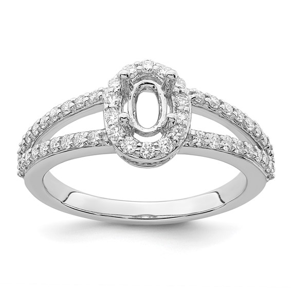 Oval Halo Diamond Semi-mount Engagement Rings