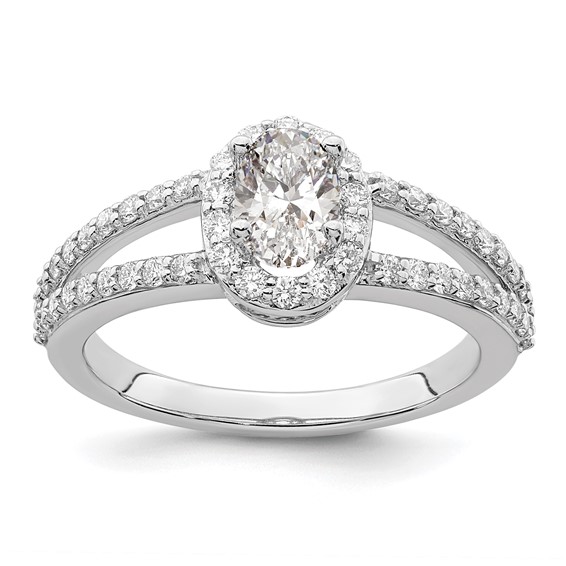 Oval Halo Diamond Semi-mount Engagement Rings