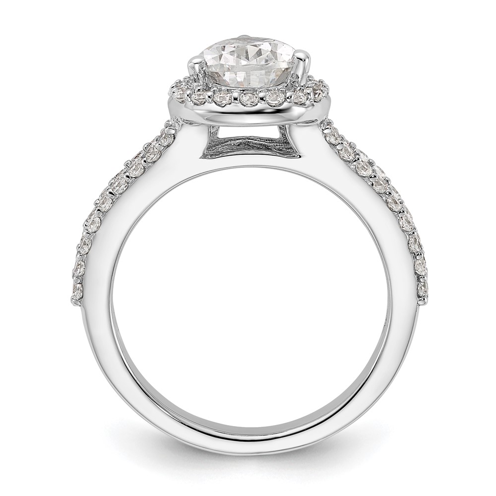 True Origin 14K White Gold 5/8 carat Lab Grown Diamond VS  D E F  Semi Mount Pear Halo Engagement Ring (RM2335E-150-WLD)
