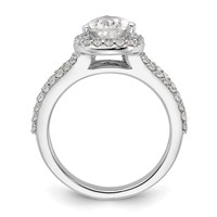 True Origin 14K White Gold 0.62 Carat Lab Grown Diamond VS+ F+ Semi-Mount Pear Halo Engagement Ring view 2