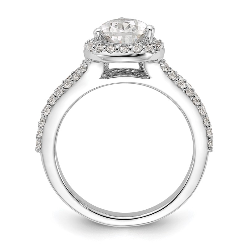 True Origin 14K White Gold 5/8 carat Lab Grown Diamond VS  D E F  Semi Mount Pear Halo Engagement Ring