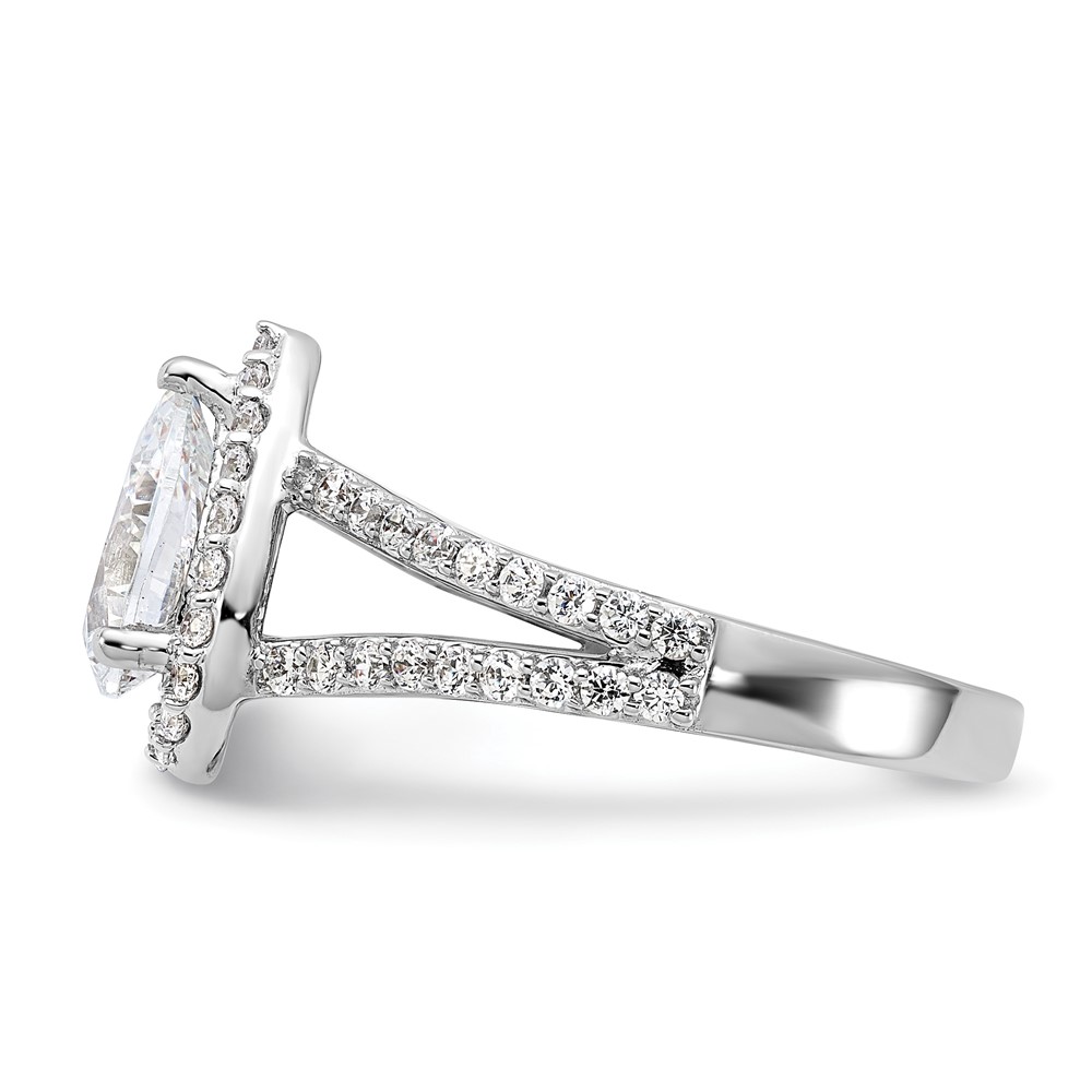 True Origin 14K White Gold 5/8 carat Lab Grown Diamond VS  D E F  Semi Mount Pear Halo Engagement Ring (RM2335E-150-WLD)