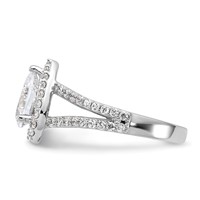 True Origin 14K White Gold 0.62 Carat Lab Grown Diamond VS+ F+ Semi-Mount Pear Halo Engagement Ring view 3