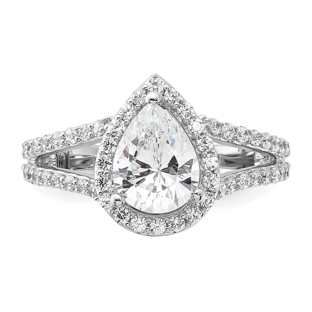 True Origin 14K White Gold 5/8 carat Lab Grown Diamond VS  D E F  Semi Mount Pear Halo Engagement Ring (RM2335E-150-WLD)