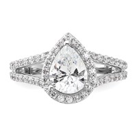 True Origin 14K White Gold 0.62 Carat Lab Grown Diamond VS+ F+ Semi-Mount Pear Halo Engagement Ring view 4