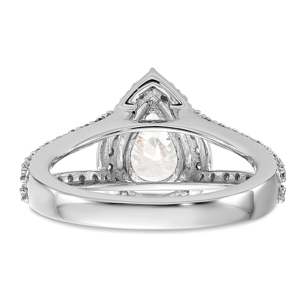 True Origin 14K White Gold 5/8 carat Lab Grown Diamond VS  D E F  Semi Mount Pear Halo Engagement Ring (RM2335E-150-WLD)