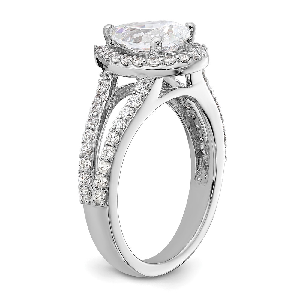 True Origin 14K White Gold 5/8 carat Lab Grown Diamond VS  D E F  Semi Mount Pear Halo Engagement Ring (RM2335E-150-WLD)