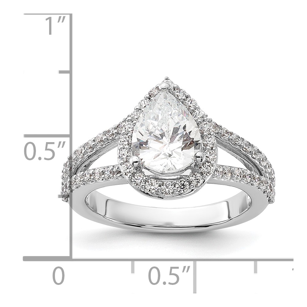 True Origin 14K White Gold 5/8 carat Lab Grown Diamond VS  D E F  Semi Mount Pear Halo Engagement Ring (RM2335E-150-WLD)