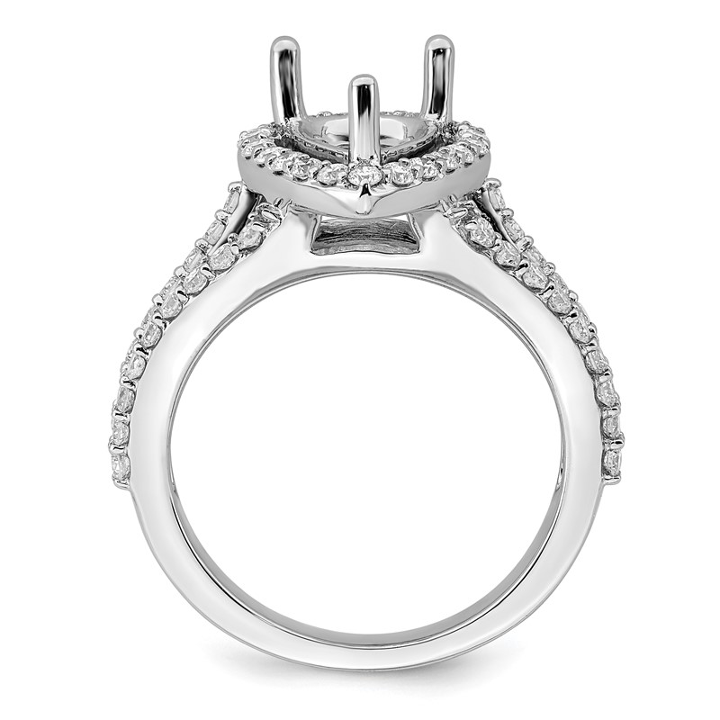 True Origin 14K White Gold 7/8 carat Lab Grown Diamond VS  D E F  Semi Mount Pear Halo Engagement Ring