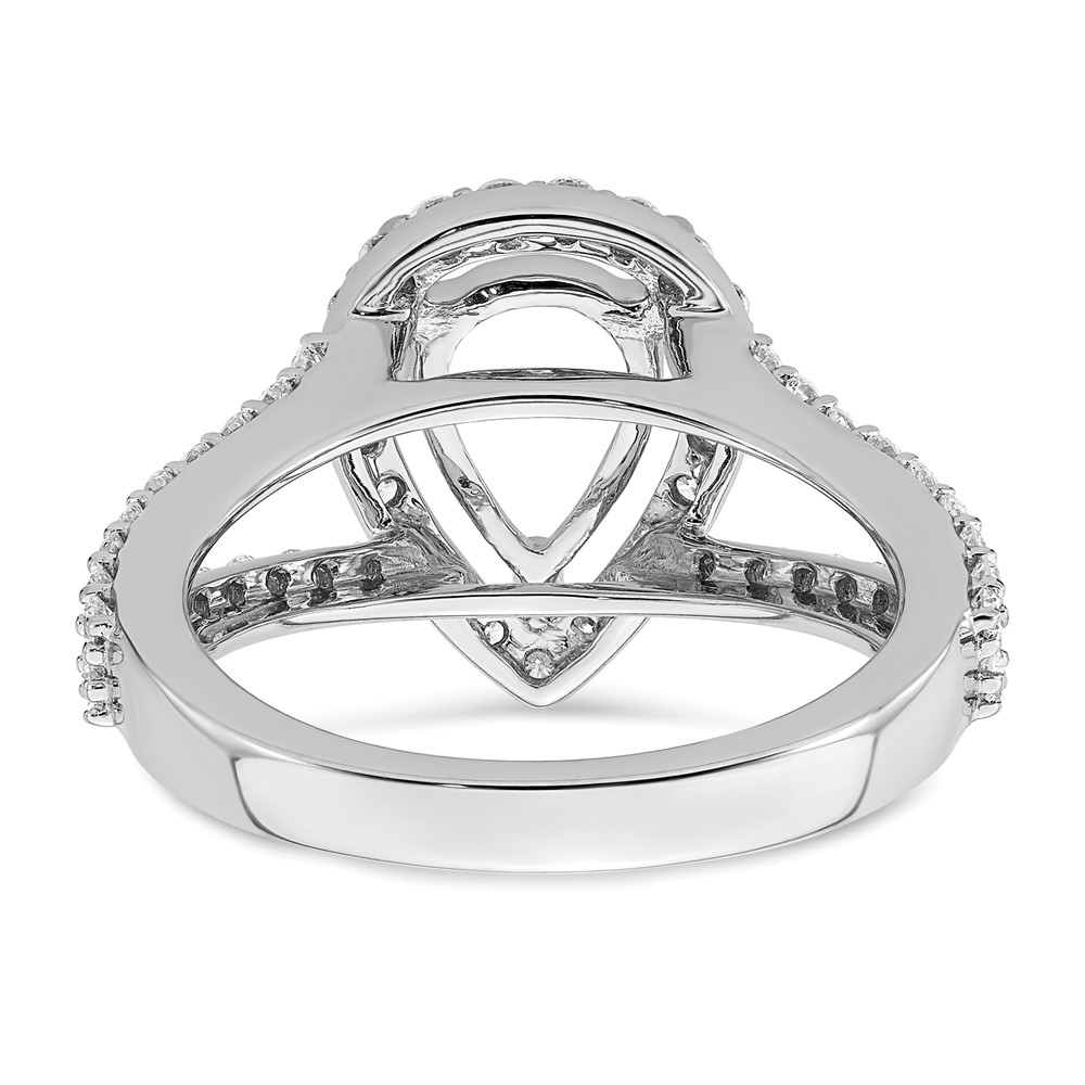 True Origin 14K White Gold 7/8 carat Lab Grown Diamond VS  D E F  Semi Mount Pear Halo Engagement Ring (RM2335E-200-WLD)