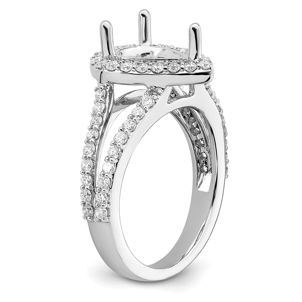 True Origin 14K White Gold 7/8 carat Lab Grown Diamond VS  D E F  Semi Mount Pear Halo Engagement Ring (RM2335E-200-WLD)