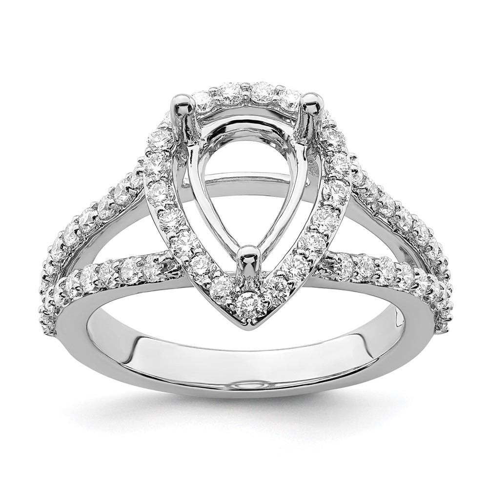 True Origin 14K White Gold 7/8 carat Lab Grown Diamond VS  D E F  Semi Mount Pear Halo Engagement Ring (RM2335E-200-WLD)