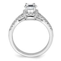 True Origin 14K White Gold 0.38 Carat Lab Grown Diamond VS+ F+ Semi-Mount Emerald Halo Engagement Ring view 2
