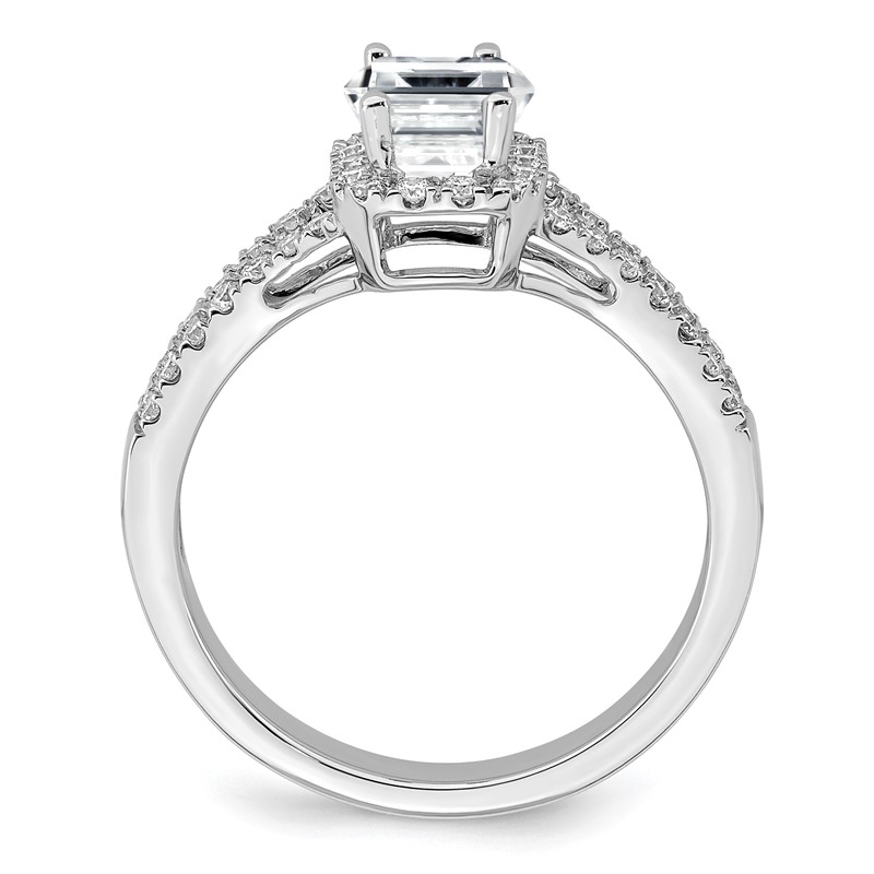 True Origin 14K White Gold 3/8 carat Lab Grown Diamond VS  D E F  Semi Mount Emerald Halo Engagement Ring