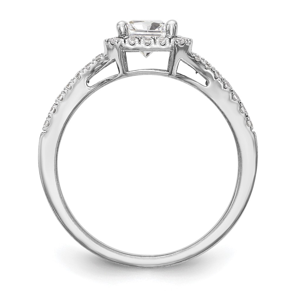 True Origin 14K White Gold 1/2 carat Lab Grown Diamond VS  D E F  Semi Mount Emerald Halo Engagement Ring (RM2337E-100-WLD)