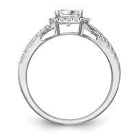 True Origin 14K White Gold 0.50 Carat Lab Grown Diamond VS+ F+ Semi-Mount Emerald Halo Engagement Ring view 2