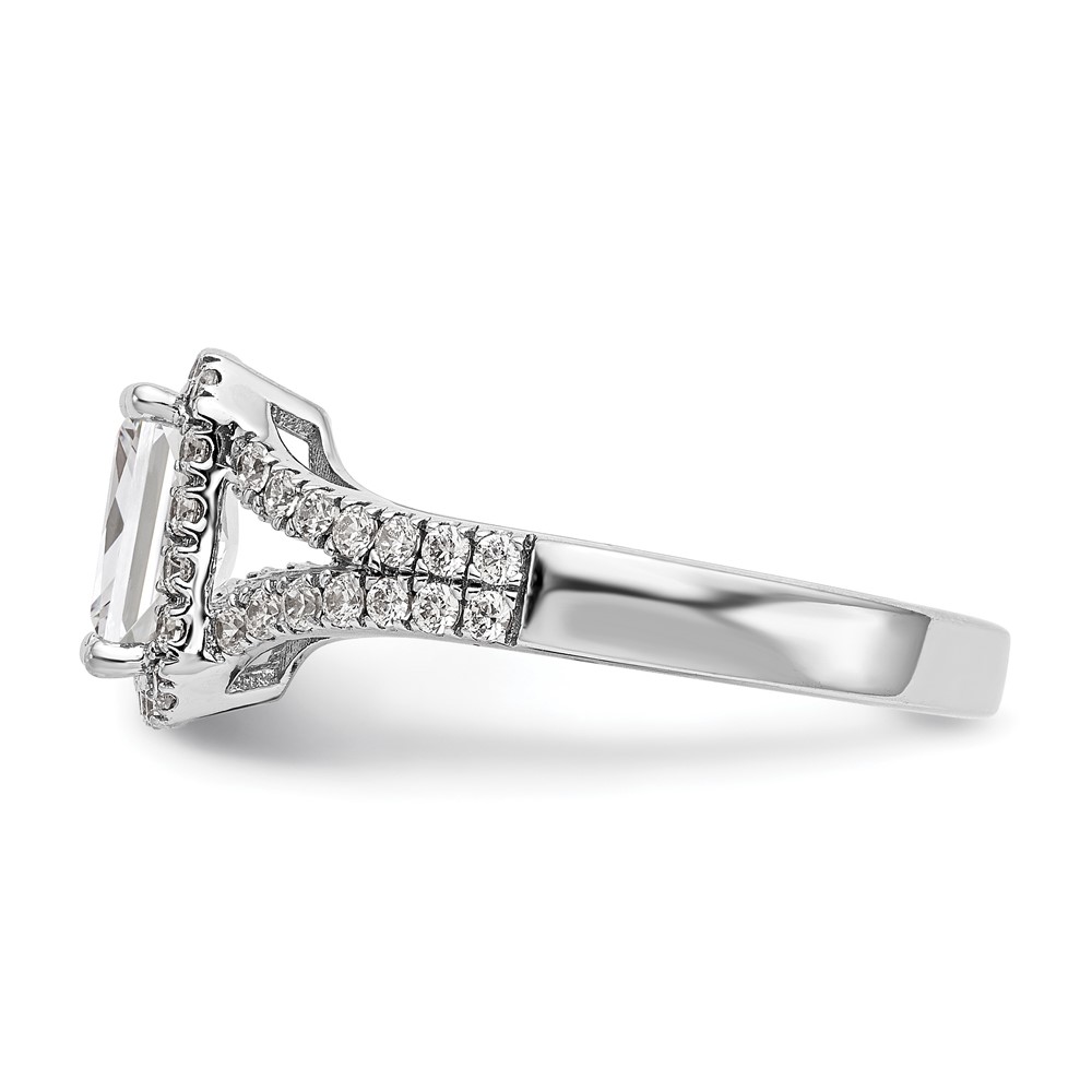 True Origin 14K White Gold 1/2 carat Lab Grown Diamond VS  D E F  Semi Mount Emerald Halo Engagement Ring (RM2337E-100-WLD)