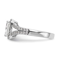 True Origin 14K White Gold 0.50 Carat Lab Grown Diamond VS+ F+ Semi-Mount Emerald Halo Engagement Ring view 3