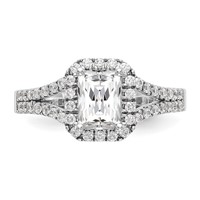True Origin 14K White Gold 0.50 Carat Lab Grown Diamond VS+ F+ Semi-Mount Emerald Halo Engagement Ring view 4