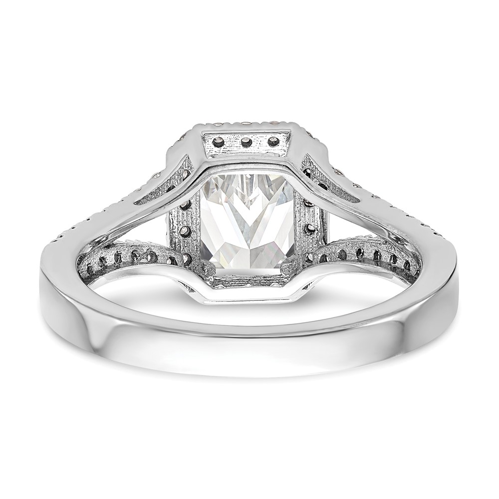 True Origin 14K White Gold 1/2 carat Lab Grown Diamond VS  D E F  Semi Mount Emerald Halo Engagement Ring (RM2337E-100-WLD)