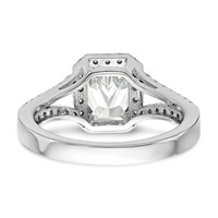 True Origin 14K White Gold 0.50 Carat Lab Grown Diamond VS+ F+ Semi-Mount Emerald Halo Engagement Ring view 5