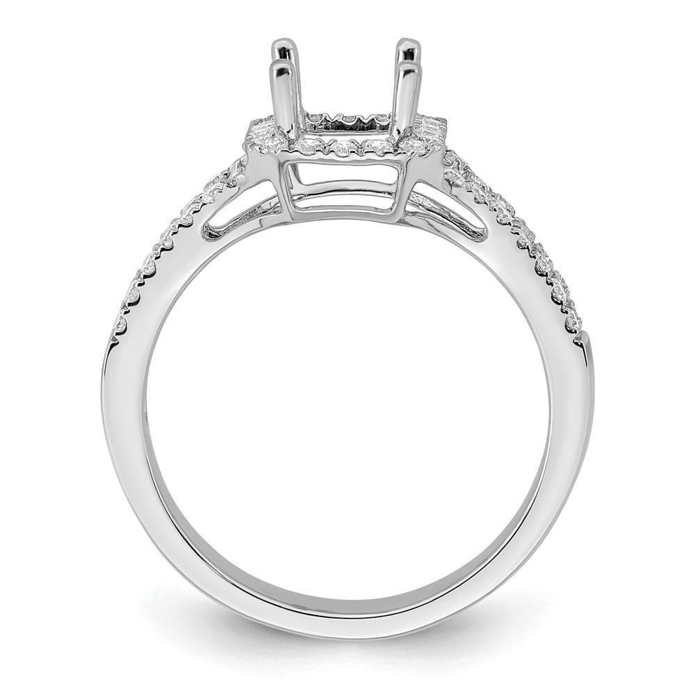 True Origin 14K White Gold 1/2 carat Lab Grown Diamond VS  D E F  Semi Mount Emerald Halo Engagement Ring (RM2337E-150-WLD)