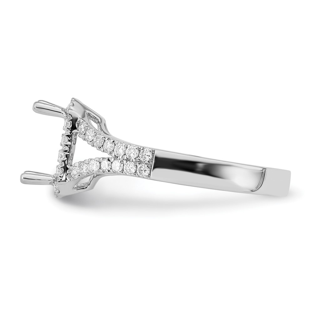 True Origin 14K White Gold 1/2 carat Lab Grown Diamond VS  D E F  Semi Mount Emerald Halo Engagement Ring (RM2337E-150-WLD)