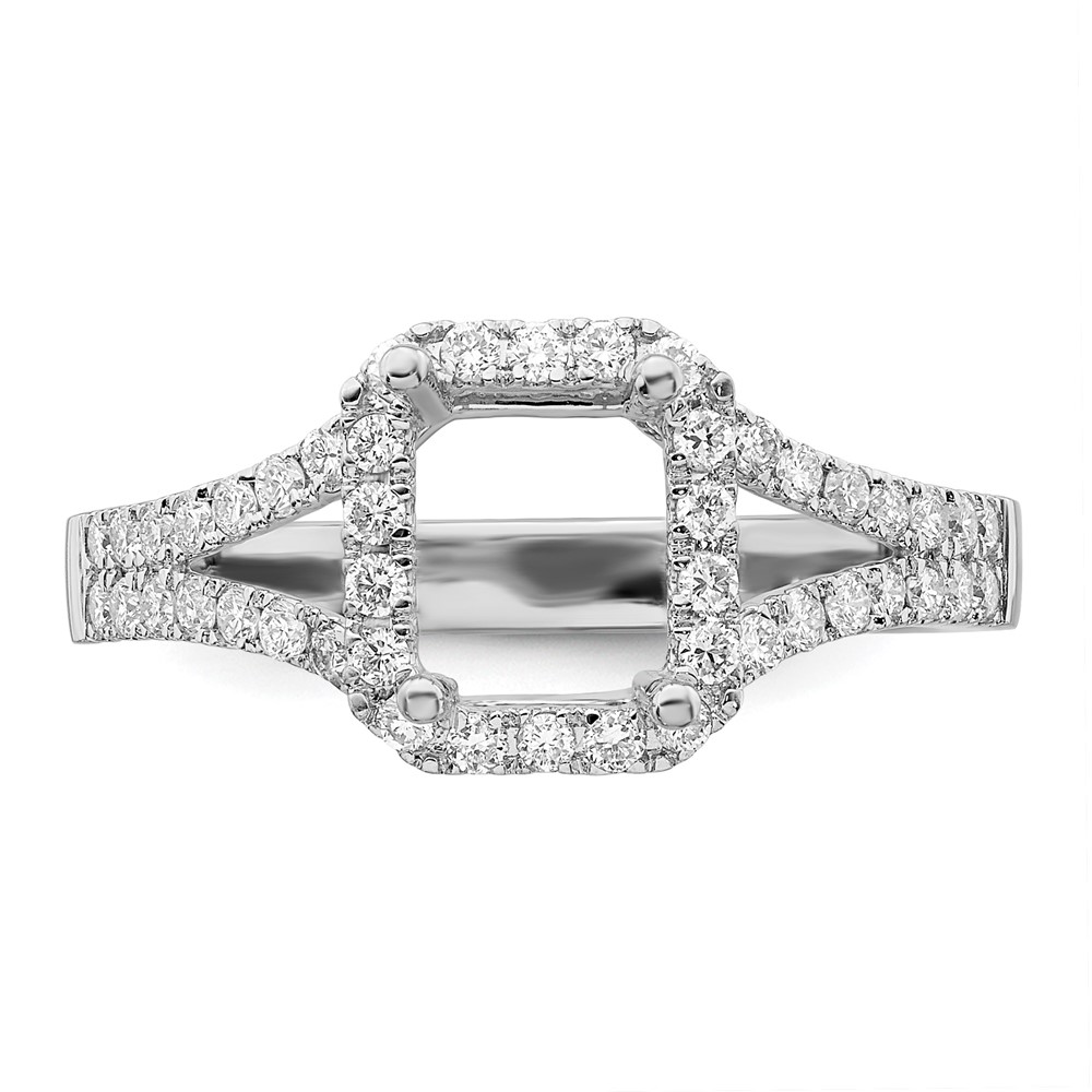 True Origin 14K White Gold 1/2 carat Lab Grown Diamond VS  D E F  Semi Mount Emerald Halo Engagement Ring (RM2337E-150-WLD)