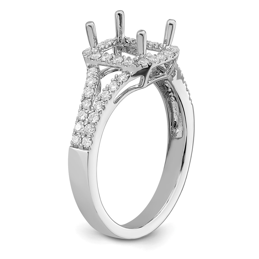 True Origin 14K White Gold 1/2 carat Lab Grown Diamond VS  D E F  Semi Mount Emerald Halo Engagement Ring (RM2337E-150-WLD)