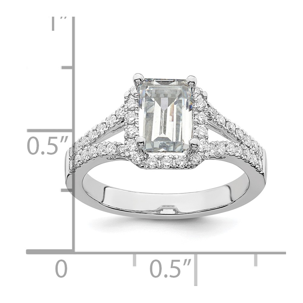 True Origin 14K White Gold 1/2 carat Lab Grown Diamond VS  D E F  Semi Mount Emerald Halo Engagement Ring (RM2337E-150-WLD)
