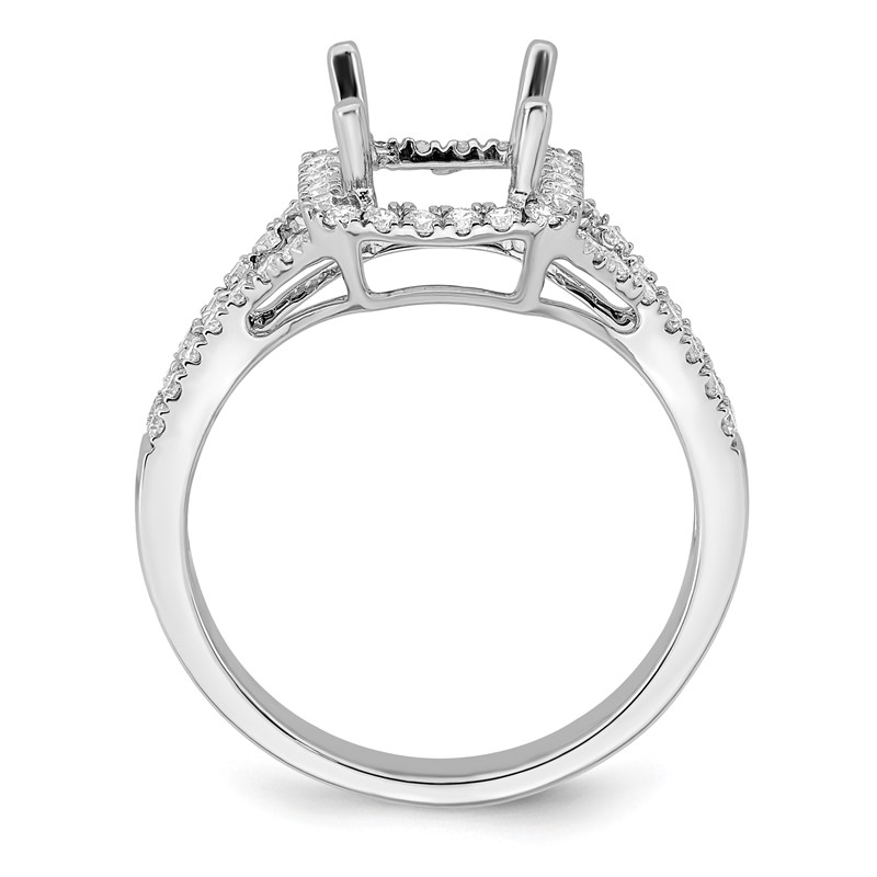 True Origin 14K White Gold 1/2 carat Lab Grown Diamond VS  D E F  Semi Mount Emerald Halo Engagement Ring