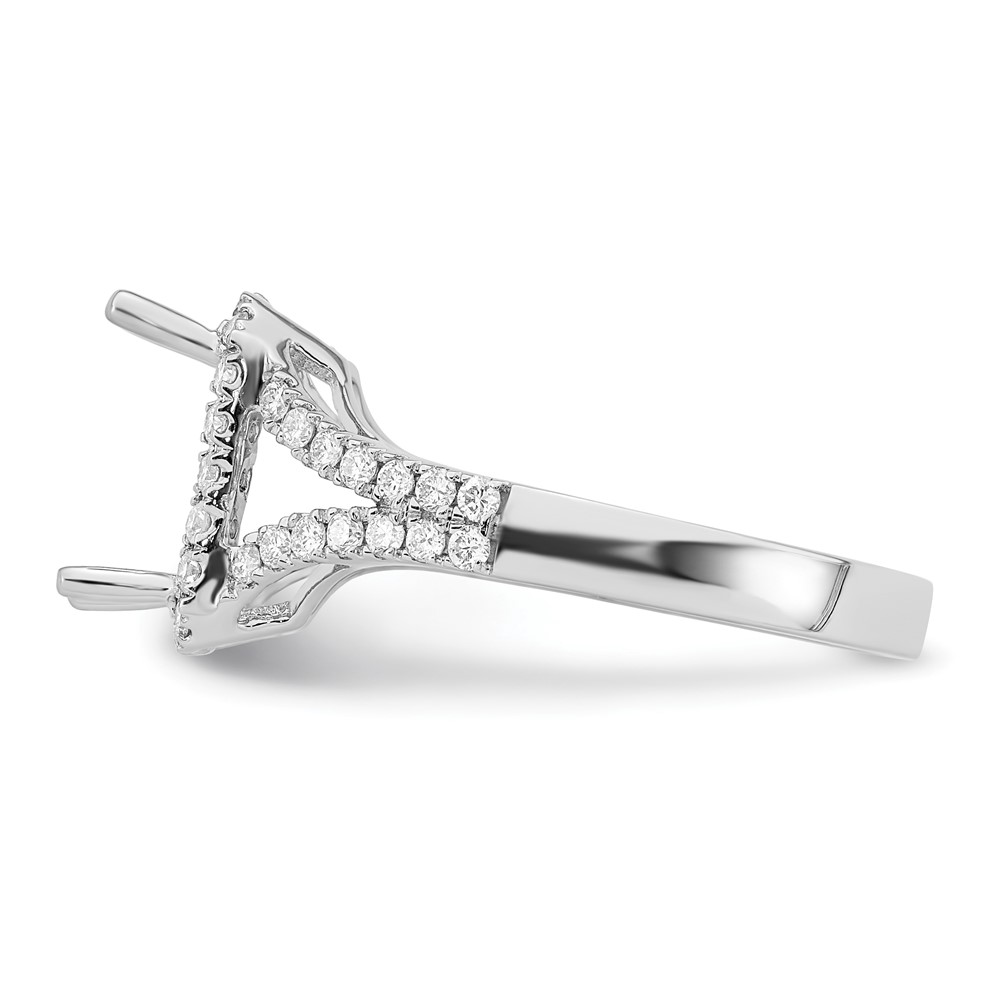 True Origin 14K White Gold 1/2 carat Lab Grown Diamond VS  D E F  Semi Mount Emerald Halo Engagement Ring (RM2337E-200-WLD)