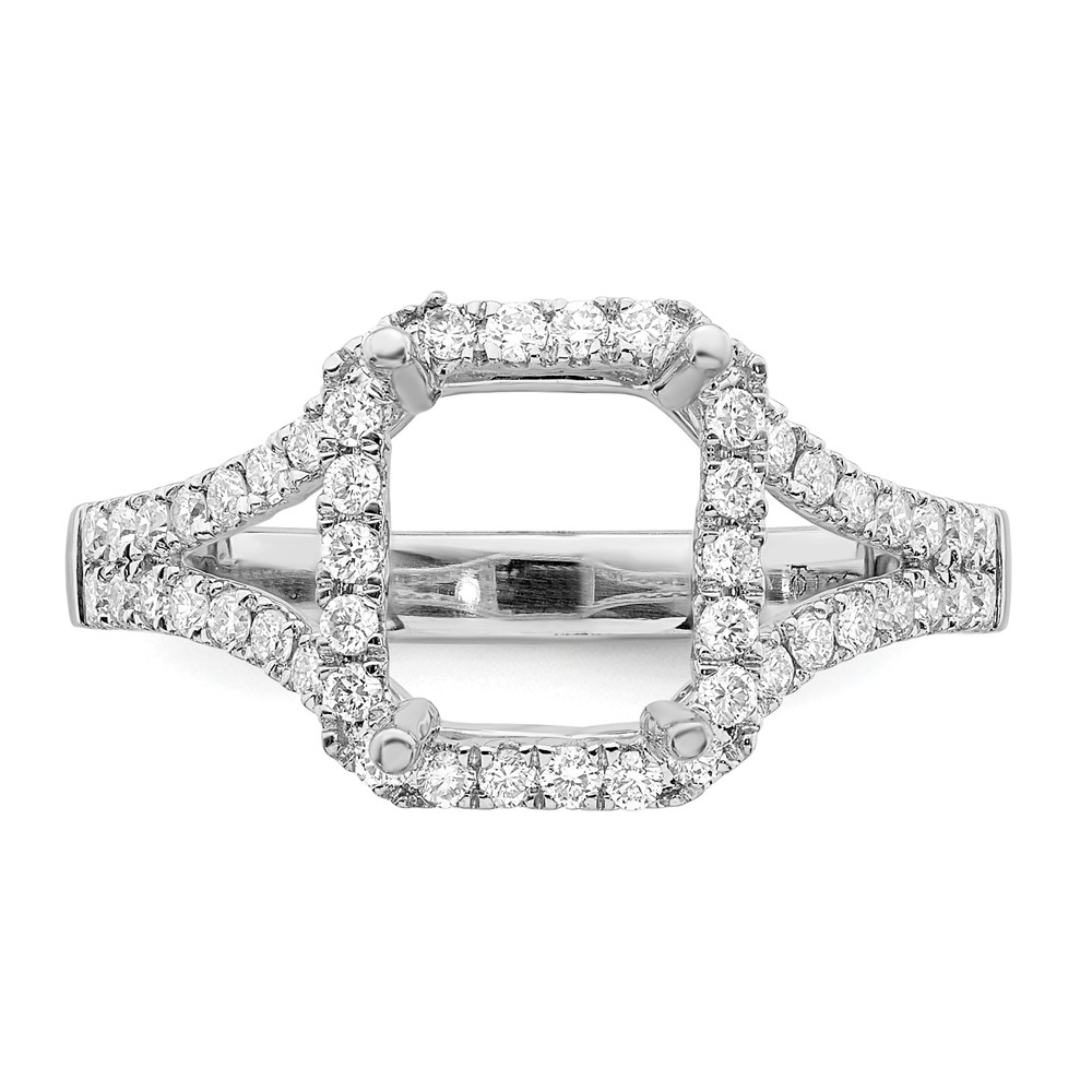 True Origin 14K White Gold 1/2 carat Lab Grown Diamond VS  D E F  Semi Mount Emerald Halo Engagement Ring (RM2337E-200-WLD)