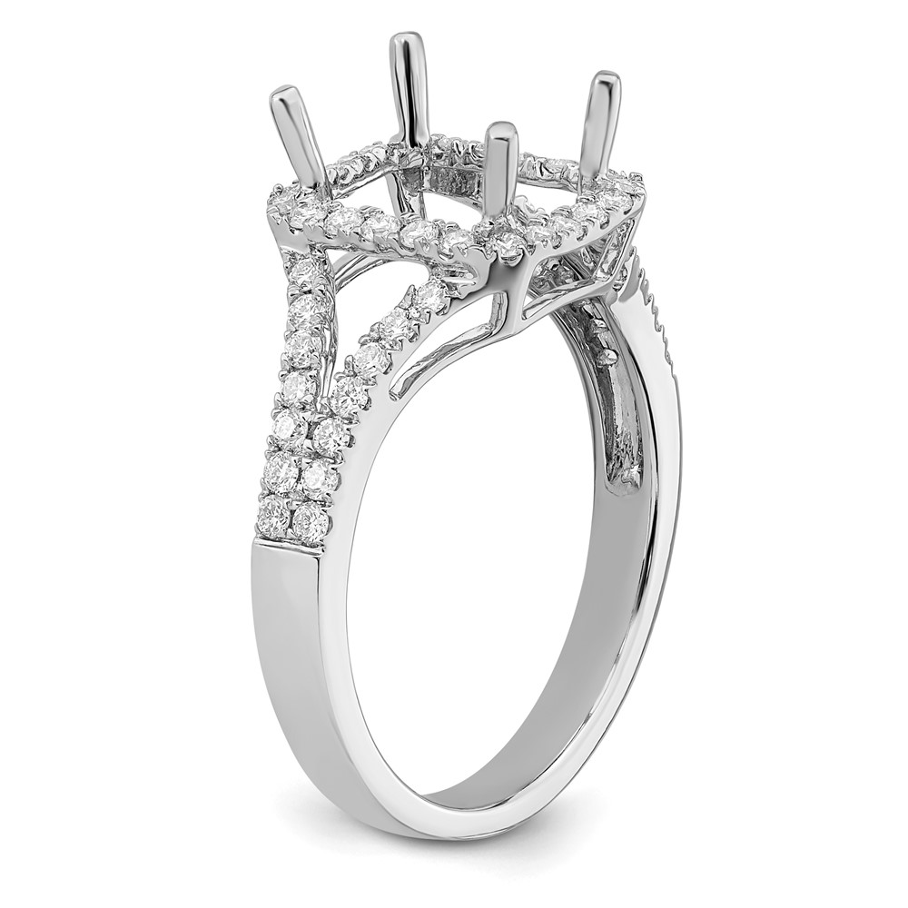True Origin 14K White Gold 1/2 carat Lab Grown Diamond VS  D E F  Semi Mount Emerald Halo Engagement Ring (RM2337E-200-WLD)