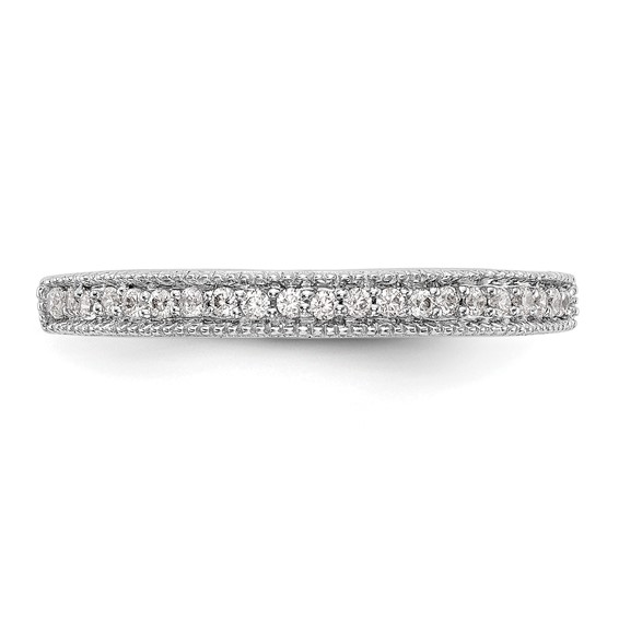 14K White Gold 1/8 carat Diamond Complete Wedding Band