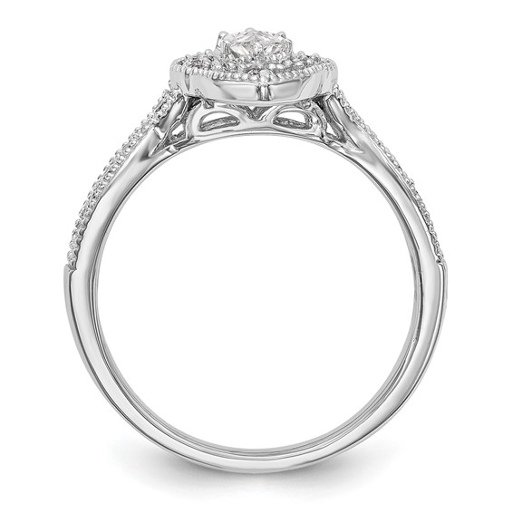 14K White Gold Halo Plus (Holds 3/8 carat (7.0x3.5mm) Marquise Center) 1/3 carat Diamond Semi-Mount Engagement Ring