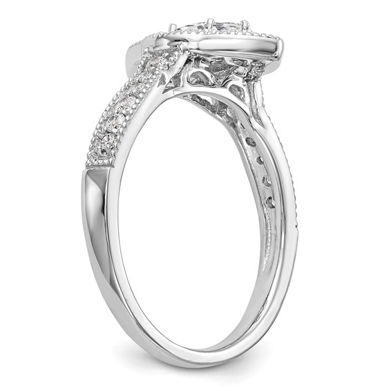 14K White Gold Halo Plus (Holds 3/8 carat (7.0x3.5mm) Marquise Center) 1/3 carat Diamond Semi-Mount Engagement Ring