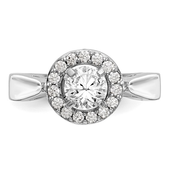14K White Gold Round Diamond Semi-Mount Halo Engagement Ring