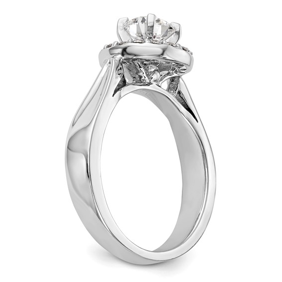 14K White Gold Round Diamond Semi-Mount Halo Engagement Ring