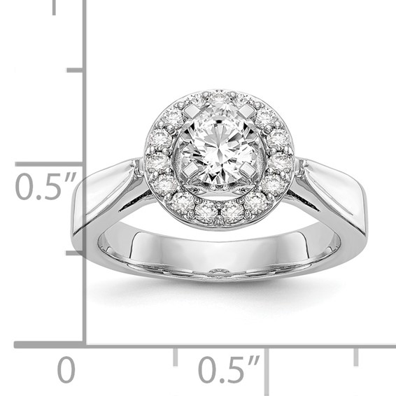 14K White Gold Round Diamond Semi-Mount Halo Engagement Ring