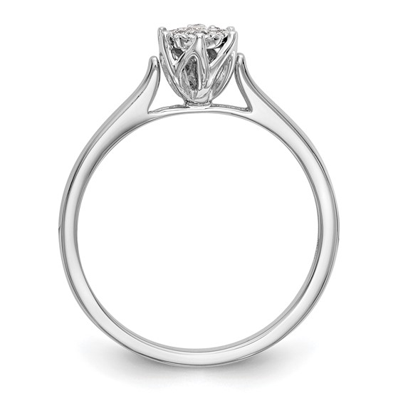 14k White Gold Complete Diamond Cluster Engagement Ring