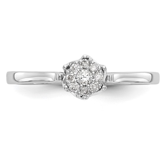 14k White Gold Complete Diamond Cluster Engagement Ring