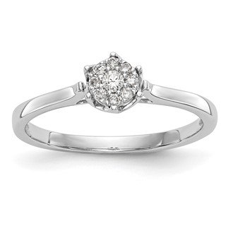 14k White Gold Complete Diamond Cluster Engagement Ring