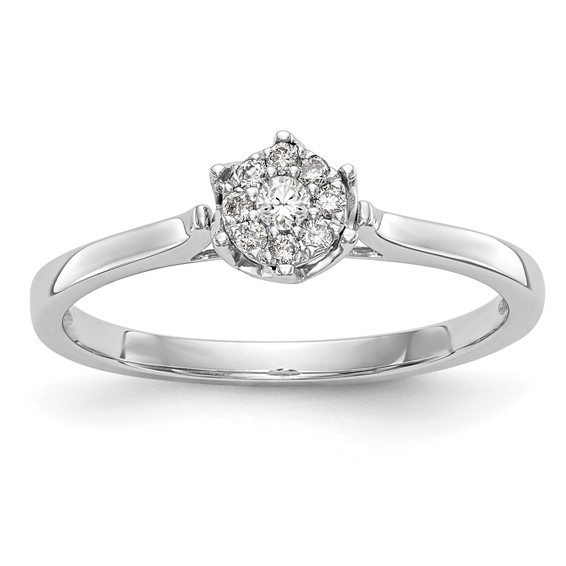 14k White Gold Complete Diamond Cluster Engagement Ring