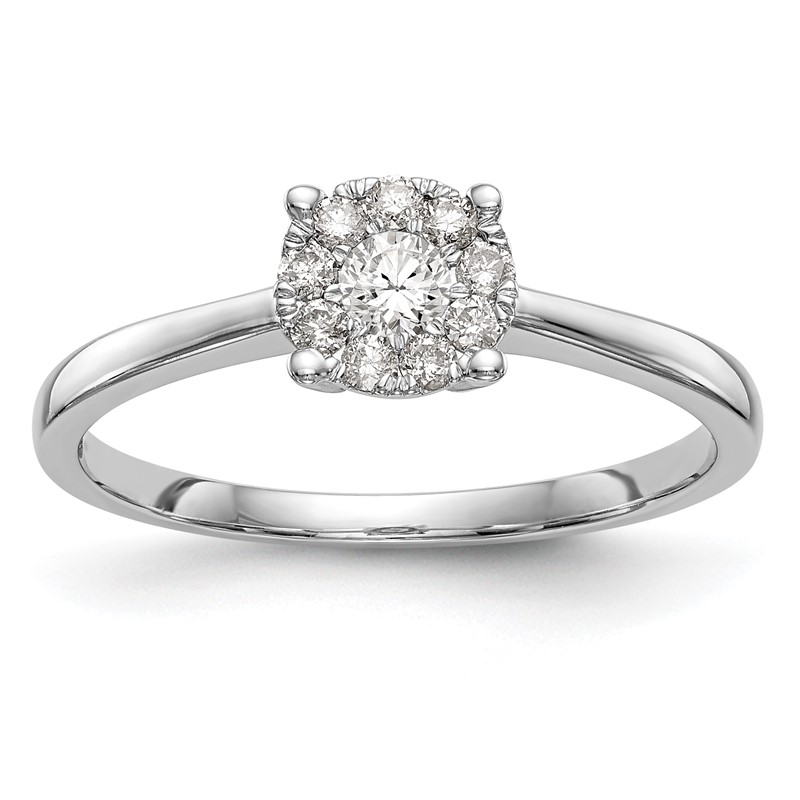14K White Gold Lab Grown VS/SI+ G+ Dia Cluster Complete Engagement Ring