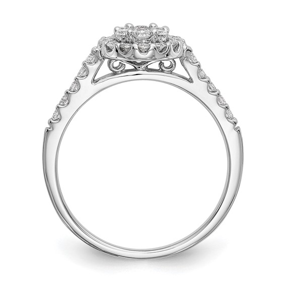14K White Gold Complete Diamond Cluster Engagement Ring