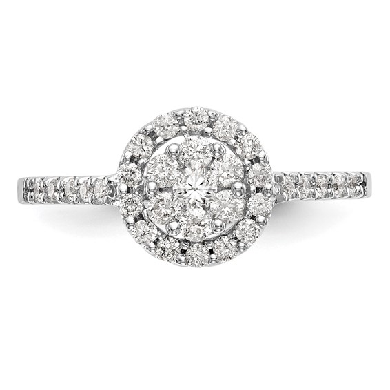 14K White Gold Complete Diamond Cluster Engagement Ring