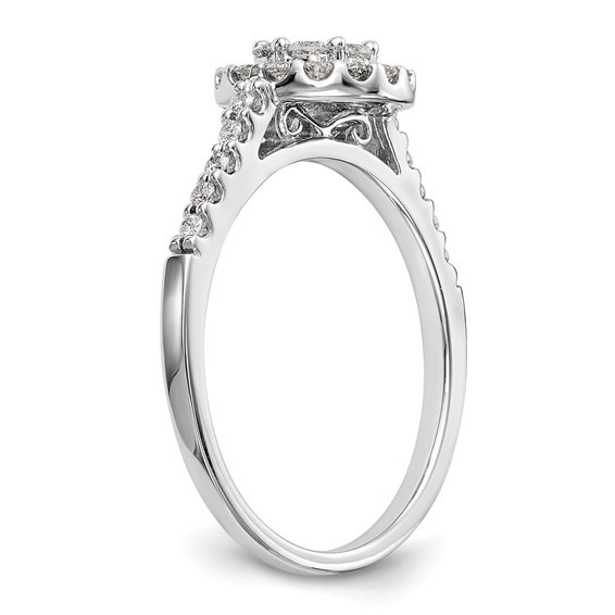 14K White Gold Complete Diamond Cluster Engagement Ring