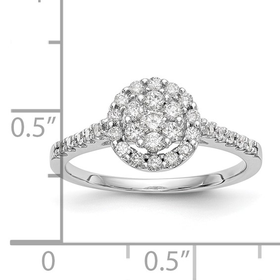 14K White Gold Complete Diamond Cluster Engagement Ring